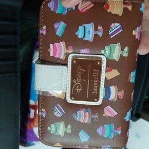 Disney Loungefly Brown Wallet with Cake Design